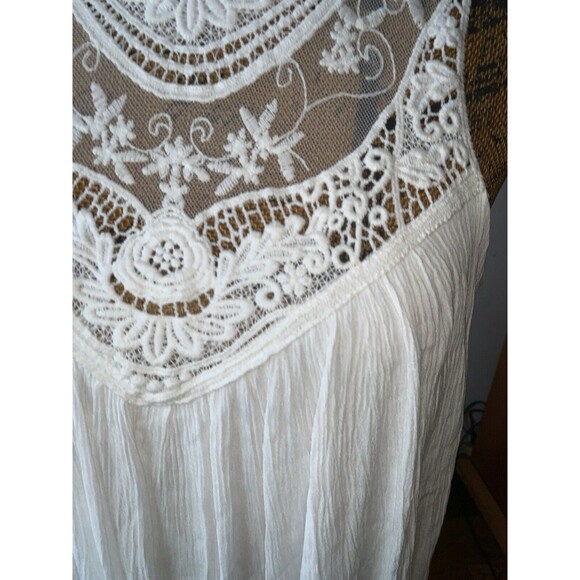 J For Justice White Mini Flowing Hippie Coquette Girl Summer Crochet Dress MED - Picture 3 of 9